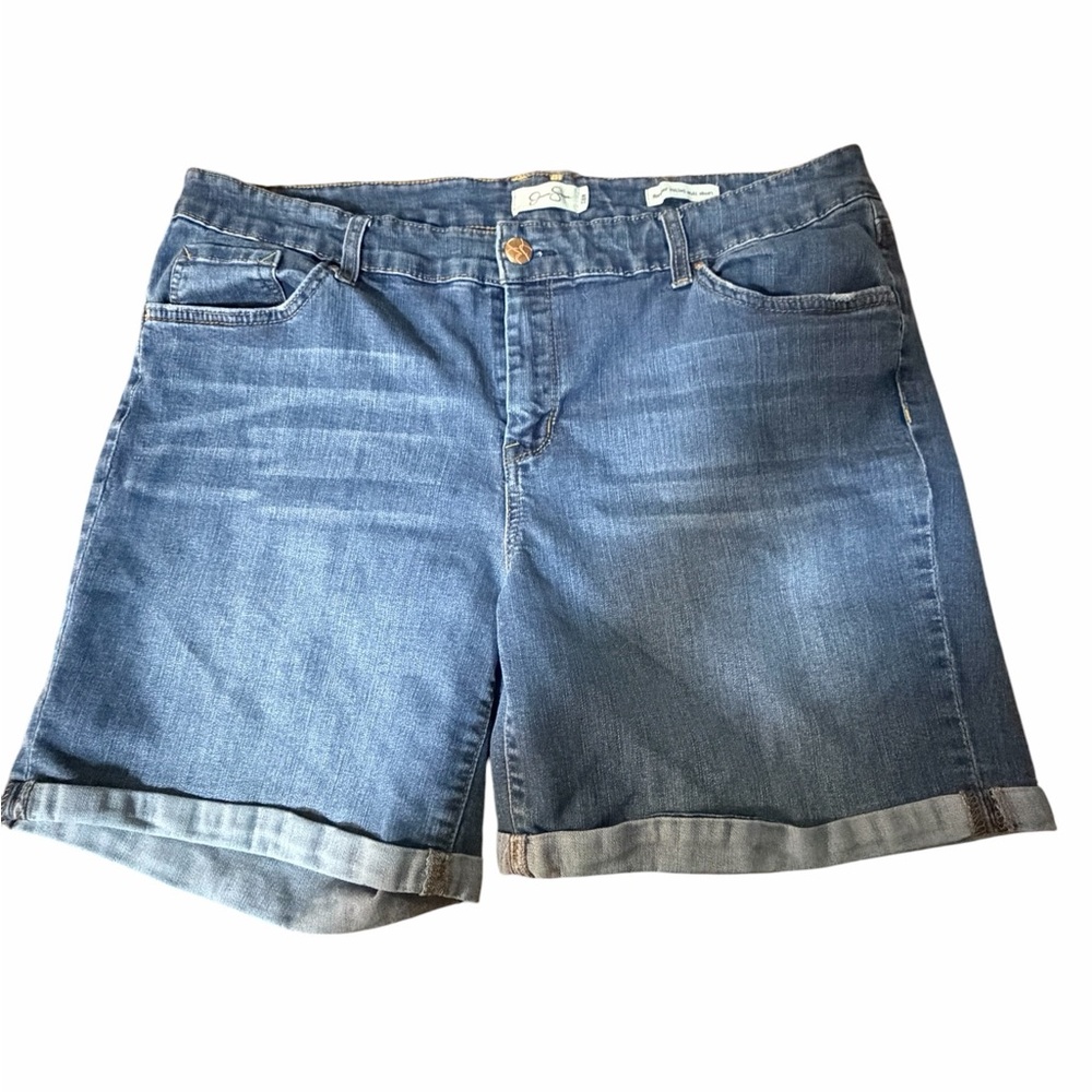 Jessica Simpson Size 18 W Blue Denim Rolled-Hem Shorts. Gently loved